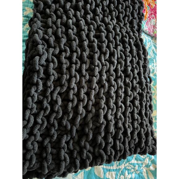 Urban Outfitters Jete Chunky Blanket NWT Charcoal Gray Chunky knit - Picture 5 of 8